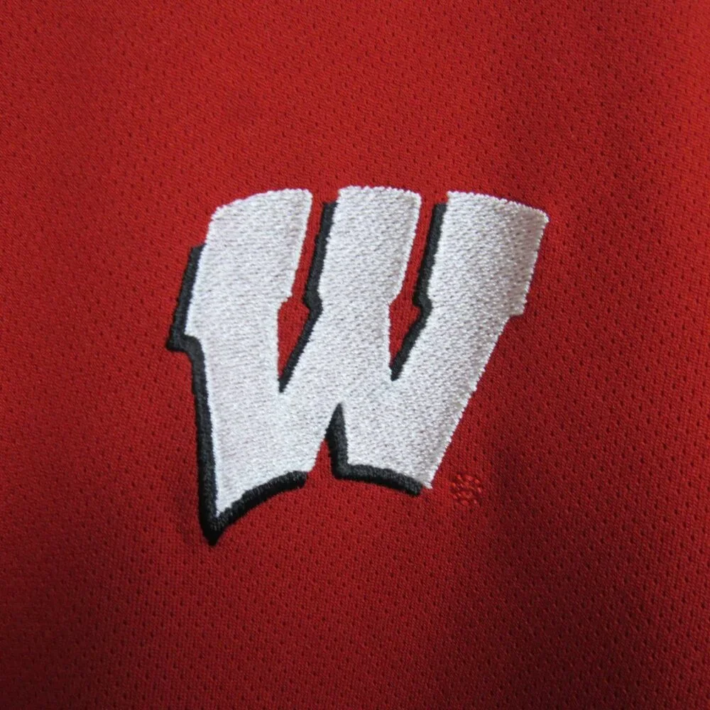 Adidas‎ Polo Shirt Men's XL Red Wisconsin Badgers Climalite Polyester
